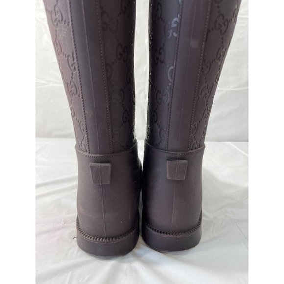 Authentic Gucci Vintage GG Monogram Rain Boots Brown Size 6 - Picture 13 of 16